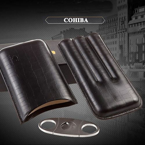 Bao da Cigar 3 điếu kèm dao cắt chính hãng Cohiba